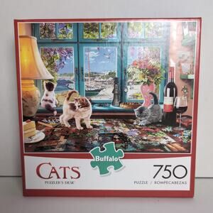 Buffalo Games Cats Puzzler's Desk 750 Piece Jigsaw Puzzle NIB/Sealed 97070